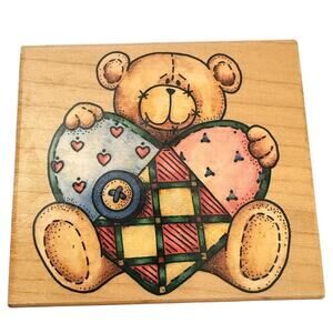 Rubber Stampede Large Heart Ted E. Bear A1322H Rubber Stamp